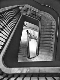 High angle view of spiral stairs