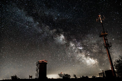 Low angle view of building against sky at night
