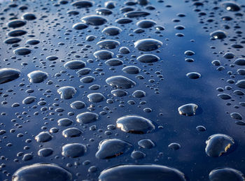Full frame shot of wet car hood