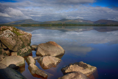 Scenic view of lake against sky