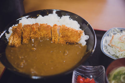 Close-up of food on table