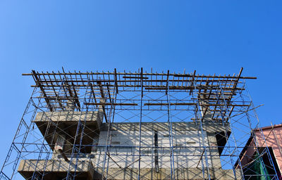 Scaffolding on a building under construction.