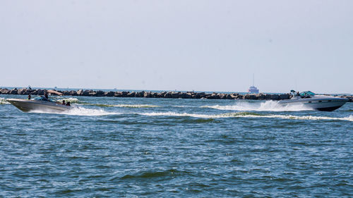 Scenic view of sea against clear sky