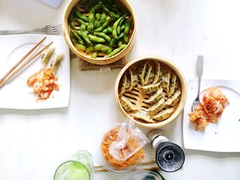 Close-up of food served on table