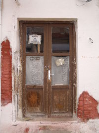 Closed door of building