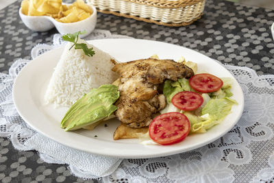 Close-up of food in plate on table