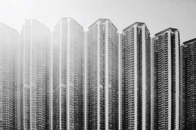 Low angle view of modern buildings against sky