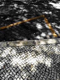 High angle view of chainlink fence
