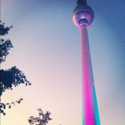 Low angle view of communications tower