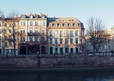Buildings against clear sky in city