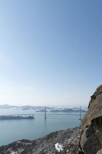 Scenic view of sea against clear sky