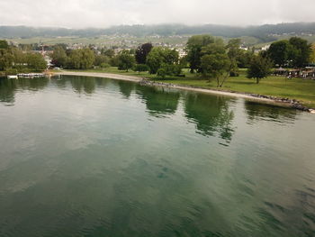 Scenic view of lake against sky