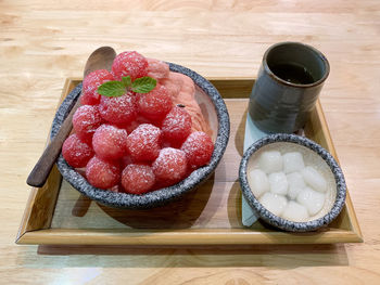 High angle view of cake on table