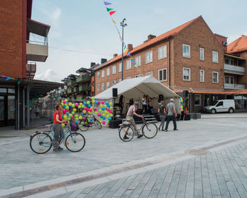 Bicycles on street in city