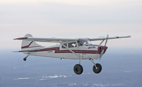 Airplane flying against sky