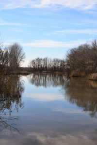 Scenic view of lake against sky