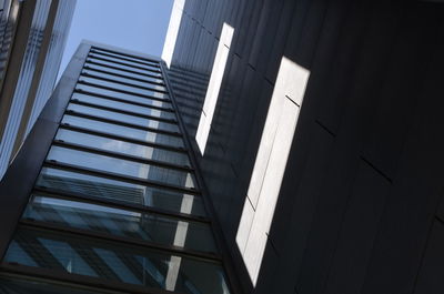 Low angle view of modern building against clear sky