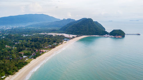 Landscape of khanom beach, nakhon sri thammarat, thailand. aerial from drone.