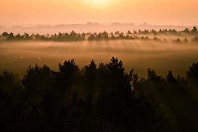 Scenic view of mountains during sunset