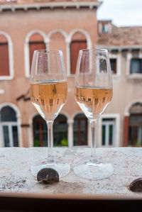Close-up of wineglass on table