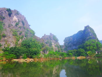 Reflection of trees in lake