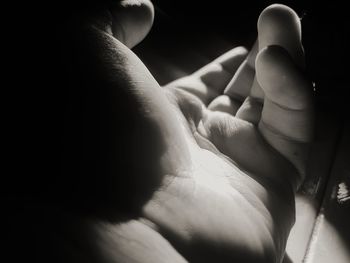 Close-up of hands at home