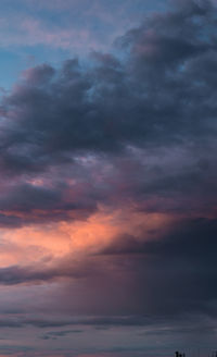 Low angle view of cloudy sky during sunset