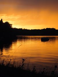 Scenic view of lake during sunset