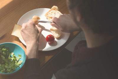 Young man eating