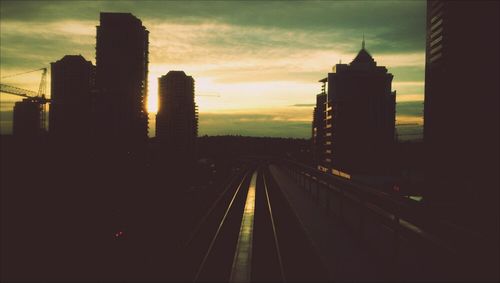 Railroad track at sunset