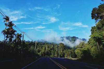 Road amidst trees against sky