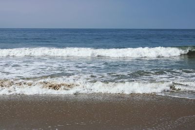 Scenic view of sea against clear sky