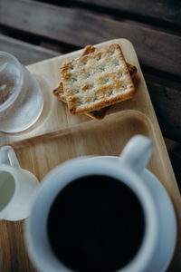 Close-up of coffee served on table