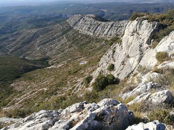 Aerial view of mountains against sky