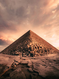 Scenic view of the great pyramid of giza against sky during sunset