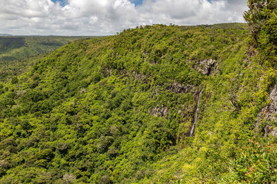 Panoramic overview on the wonderful landscape near chamarel on mauritius island, indian ocean