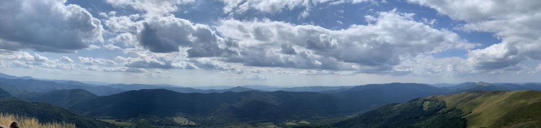 Panoramic view of mountains against sky