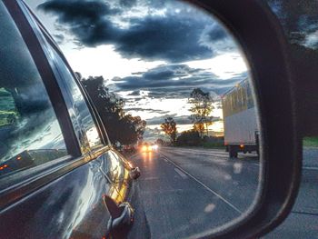 Road passing through a windshield