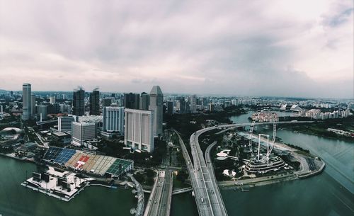 Aerial view of cityscape against sky