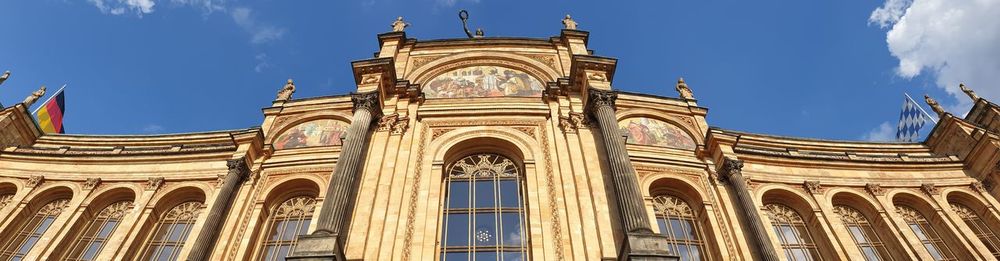 Low angle view of historic building against sky