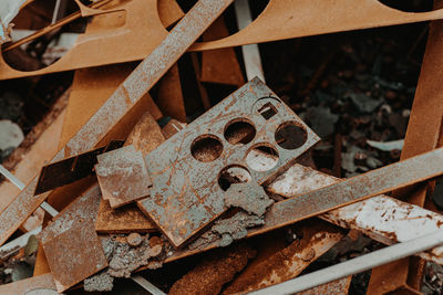 Close-up of rusty scrap metal