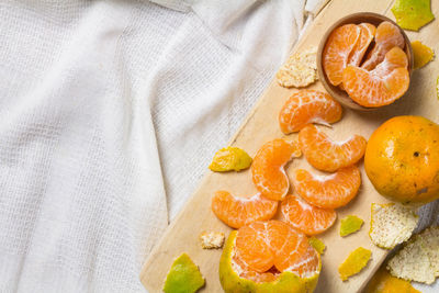 High angle view of orange fruits