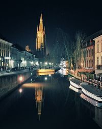 View of illuminated city at night