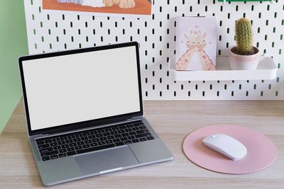 Close-up of laptop on table