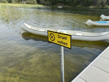 Information sign on lake