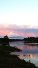 Scenic view of lake at sunset