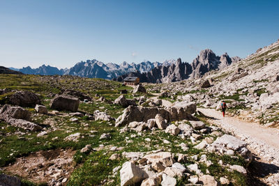 Scenic view of mountains against clear sky