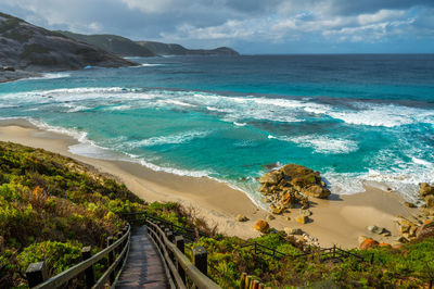 High angle view of beach against sky