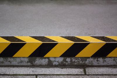 High angle view of striped marking on road