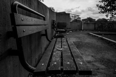 Close-up of railroad track against sky